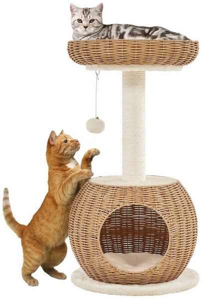 Yaheetech Kratzbaum 75 cm (H), mit Katzenkorb & Liegemulde & Hängender Plüschball