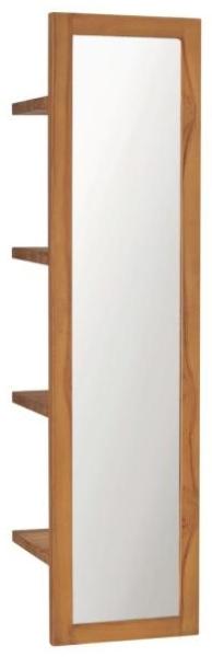 Wandspiegel mit Regalen, Teak Massivholz, 30 × 30 × 120 cm