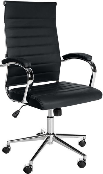 Bürostuhl Ergonomisch MEGAO Schreibtischstuhl Echtleder Höhenverstellbarer Drehstuhl, Arbeitsstuhl mit Armlehne Chefsessel, Computerstuhl 135 kg Schwarz