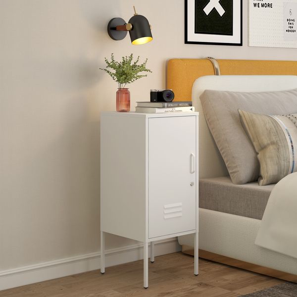Nachtschrank Hausjärvi 82x35x35 cm Stahl Weiß [en. casa]