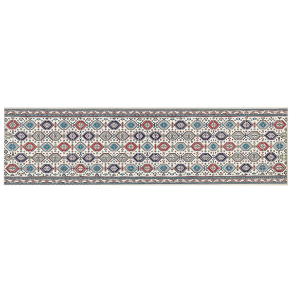 Teppich mehrfarbig 80 x 300 cm orientalisches Muster Kurzflor HACILAR