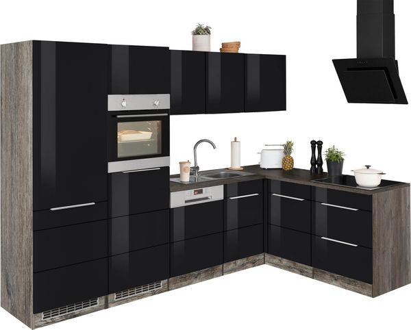 KOCHSTATION Winkelküche KS-Brindisi Stellbreite 290/170 cm, wahlweise mit E-Geräten und Induktion, mit MDF-Fronten