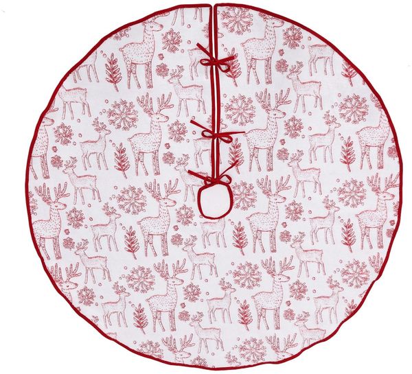 Weihnachtsbaumdecke Beidseitig bedruckte Weihnachtsbaumdecke Rund Rot Christbaumrock Weiß