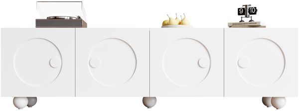 Moderner weiß TV-Schrank, TV-Ständer, TV-Paneel, niedrigerer TV-Ständer. Einzigartiges Design. 180,5 x 38 x 50 cm (L x B x H)