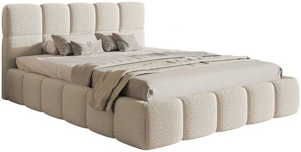 Selsey Bett Polsterbett 180x200 cm Boucle Gewebe Reißfest Cloudy Hellbeige