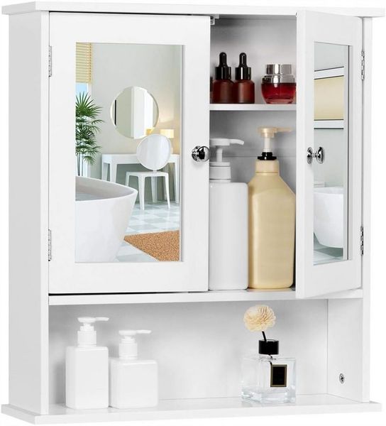 Yaheetech Hängeschrank Badschrank Kommode mit Spiegeltür