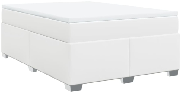 vidaXL Boxspringbett mit Matratze Weiß 140x200 cm Kunstleder 3285214