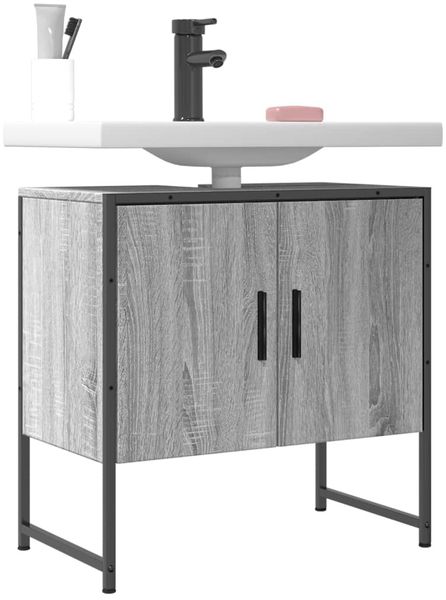 vidaXL Waschbeckenunterschrank Grau Sonoma 60x33x60 cm Holzwerkstoff 842459