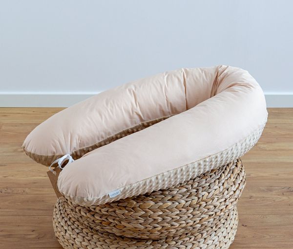 Loolay Seitenschläferkissen BEIGE Baumwolle/ MINKY Schwangerschaftskissen Stillkissen M/L o. L/XL, WEICH oder EPS Kügelchen Füllung, 170 oder 190 cm SIZE-Standard, Stillkissen + Kissenbezug abnehmbar mit Reißverschluss!, LOOLAY® 100% Europäische Stoffe...