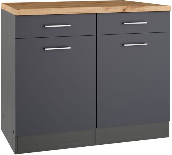 KOCHSTATION Unterschrank KS-Milan Unterschrank 100 cm, matte oder hochglänzende Fronten