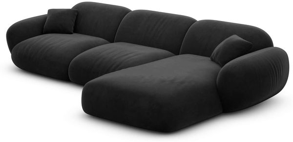 Ecksofa Alcazar L Form aus Samtstoff Kurz - Samtstoff - schwarz - Rechts