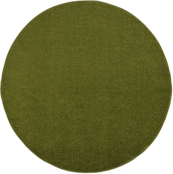 SANAT Kurzflor Teppich Wohnzimmer - Uni Modern Teppiche fürs Schlafzimmer, Arbeitszimmer, Büro, Flur, Kinderzimmer und Küche - Grün, 200 cm Rund