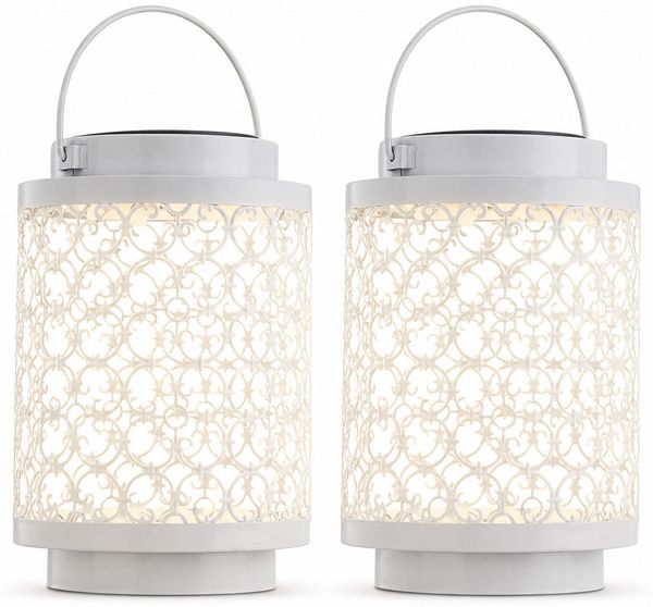 2er Set LED Solarleuchte, weiß, orientalisch, H 18 cm