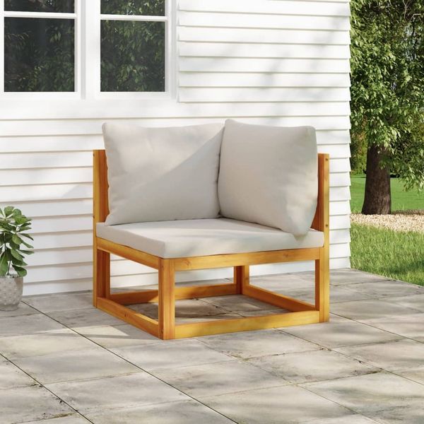vidaXL Modular-Ecksofa mit Hellgrauen Kissen Massivholz Akazie 360012