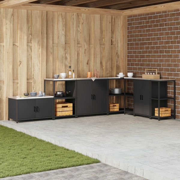 vidaXL Küchenaufbewahrung HATTEM Schwarz 90 x 50 x 53 cm Stahl 874996