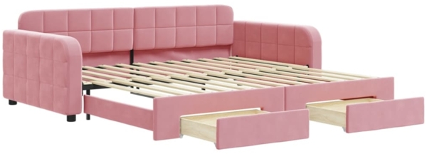 vidaXL Tagesbett Ausziehbar mit Schubladen Rosa 100x200 cm Samt 3196987