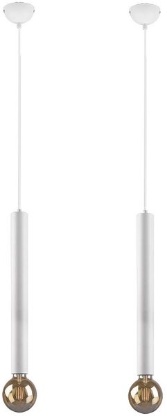 2x Pendellampe, Höhenanpassung, Metall, weiß, H 150cm
