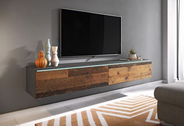 INOSIGN Lowboard LOWBOARD VERA, wahlweise mit oder ohne Beleuchtung, Modernes griffloses TV-Board, 180 cm TV-Schrank, stehend und hängend