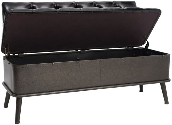 vidaXL Sitzbank mit Stauraum und Rückenlehne 110cm Schwarz Kunstleder 339297 Bild 2