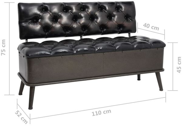 vidaXL Sitzbank mit Stauraum und Rückenlehne 110cm Schwarz Kunstleder 339297 Bild 9