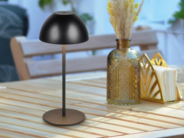 Akku LED Tischleuchte ORTIZ kabellos für Innen & Außen, Schwarz - 20cm klein
