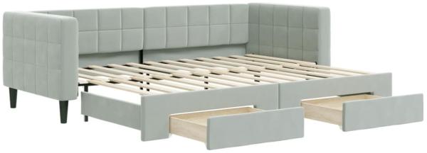 vidaXL Tagesbett Ausziehbar mit Schubladen Hellgrau 80x200 cm Samt 3196732