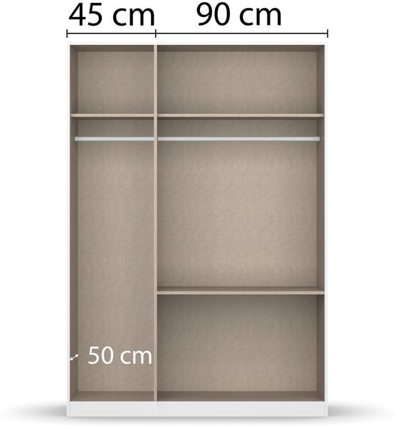 rauch Kleiderschrank, Drehtürenschrank COSTA, 3-türig, 2 Schubkästen, push-to-open, Grau metallic, 136 x 197 x 54 cm Bild 6