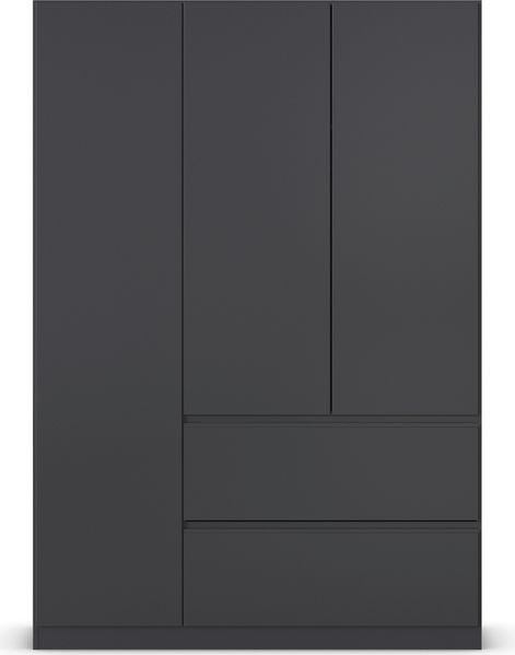 rauch Kleiderschrank, Drehtürenschrank COSTA, 3-türig, 2 Schubkästen, push-to-open, Grau metallic, 136 x 197 x 54 cm Bild 2