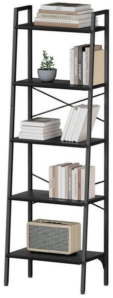 Oak&Tea Bücherregal Regal 5 Ebenen, Leiterregal 172 cm, Offenes Standregal