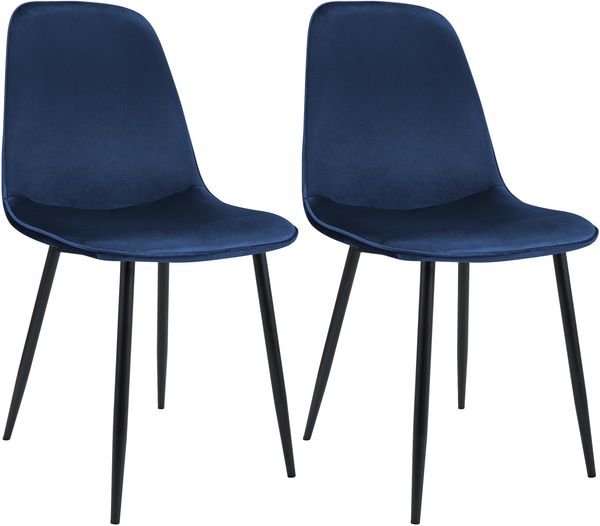 2er Set Esszimmerstuhl RAZON - Samt Dunkelblau 45x54x88 cm | Essstühle Esszimmerstühle Küchenstühle Wohnzimmerstühle