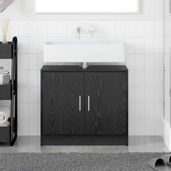 vidaXL Badezimmerschrank mit Tür Schwarz Eichen-Optik 63 x 29 x 55 cm 869208