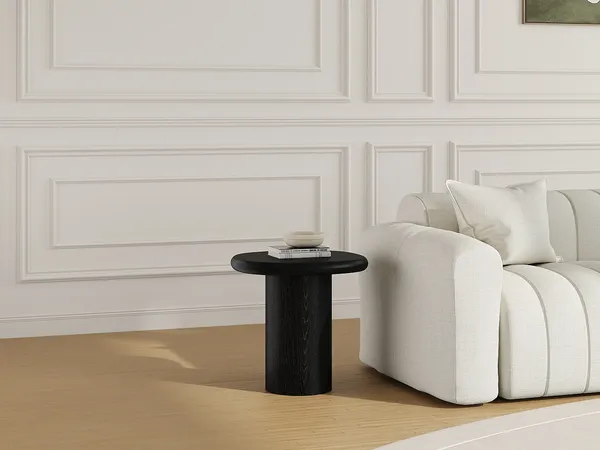 Vente-unique Beistelltisch MARSULA Holz, Marmor, Schwarz, 42x50x48,5 cm