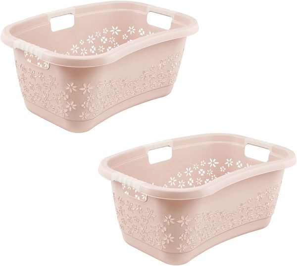 keeeper Wäschekorb lasse, 2er Set, Korb mit Softgriffen, 65 x 45 x 28 cm, 50 l (Set, 2 St), ergonomische Form, komfortable Softgriffe, Hüftstütze