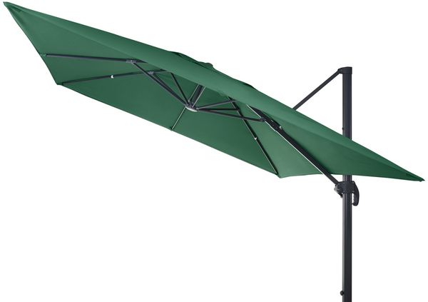 Gastronomie-Ampelschirm HWC-A96, Sonnenschirm 3x3m (Ø4,24m) Polyester Alu/Stahl 23kg ~ dunkelgrün ohne Ständer, drehbar Bild 3