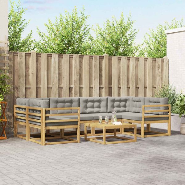 vidaXL Outdoor-Sofagarnitur mit Kissen 5 pcs Weiß und Hellgrau 3386115