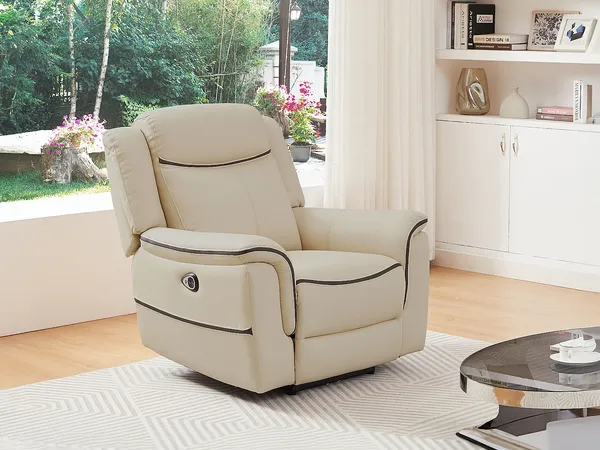 Vente-unique - ADELIO Sessel Leder Beige - B 95 cm x H 102 cm x L 105 cm