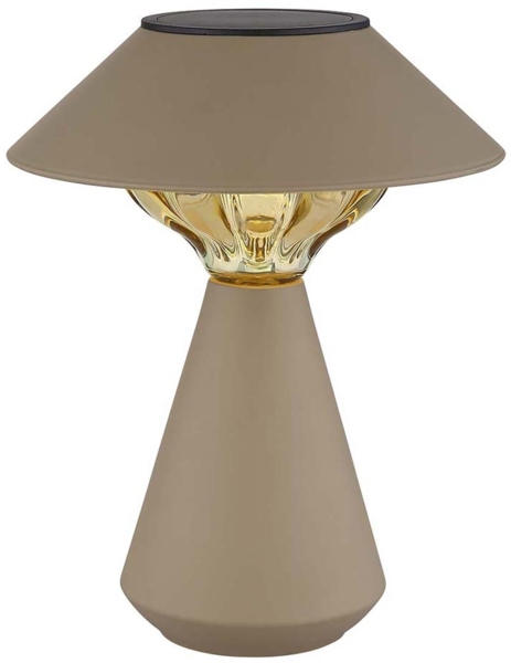 LED Solar Tischlampe, sandfarben, H 23 cm