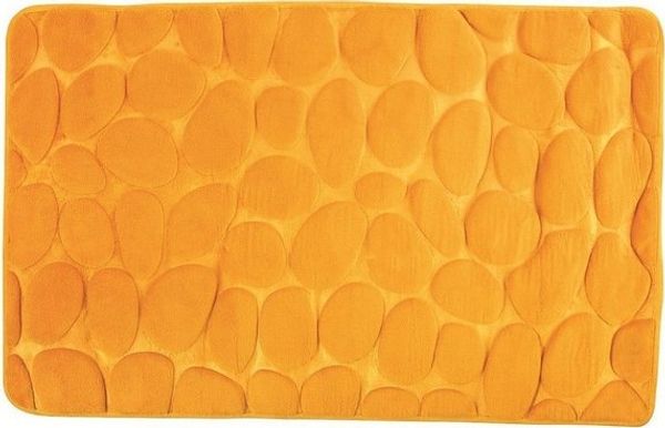 MSV Badematte KIESELSTEIN, rutschhemmende Beschichtung, für Fußbodenheizung geeignet, strapazierfähig, waschbar, schnelltrocknend, Microfaser, PVC, aus super-weicher Microfaser, in 2 Größen und vielen trendigen Farben erhältlich, 40 x 60 cm, safran gelb Bild 4