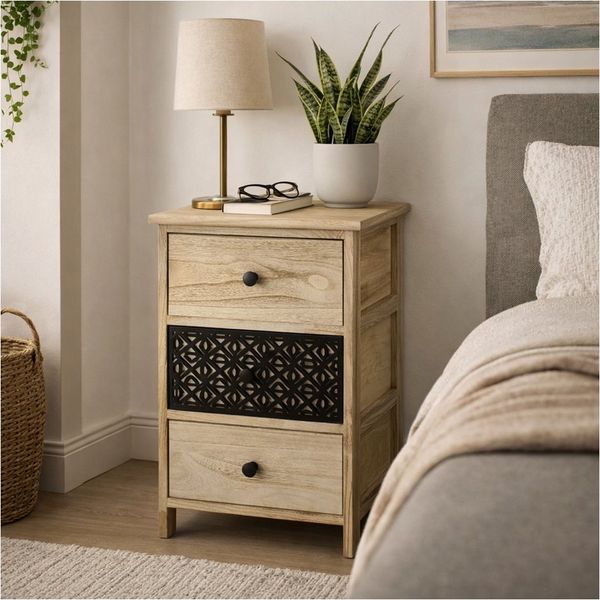 HTI-Living Kommode Kommode Melia 3 Schubladen Dekor Schwarz-Artisaneiche (Stück, 1 St, 1 Kommode)