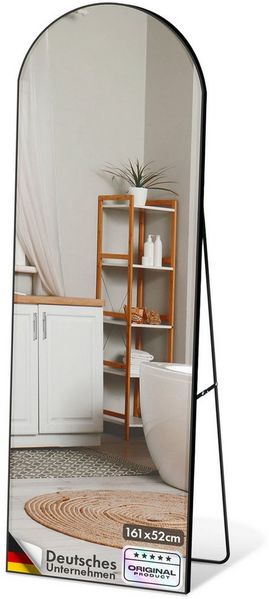 Floordirekt Ganzkörperspiegel Madison mit Bruchsicherem Glas, Freistehend oder Wandmontage (mit Aluminiumrahmen), Anti-Glassplitter-Sicherheitsfolie, mit Standfuß & Bogen, ohne Montage