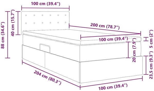 vidaXL Aufbewahrungsbett mit Matratze Schwarz 100 x 200 cm Kunstleder 3370381 Bild 12