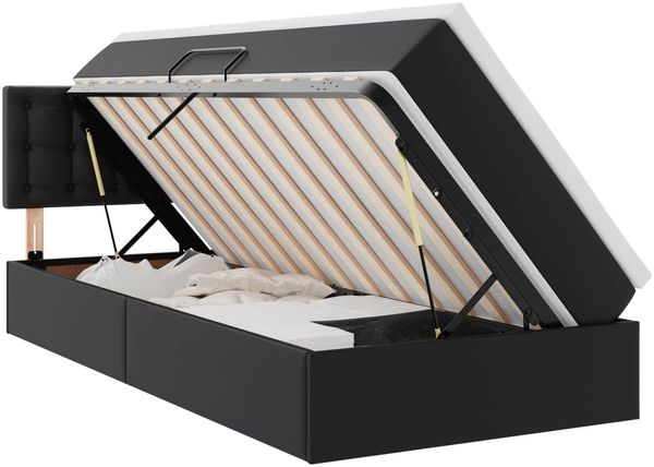 vidaXL Aufbewahrungsbett mit Matratze Schwarz 100 x 200 cm Kunstleder 3370381 Bild 2