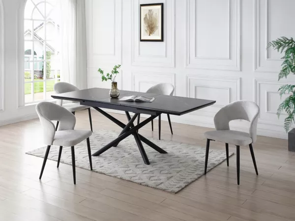 Vente-unique - NIYAMA Stuhl Stoff Grau - B 56 cm x H 81 cm x L 50 cm