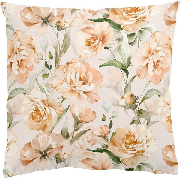 Bilderdepot24 Dekokissen draußen Kissenhülle/ Garten/ Outdoorkissen Kissenhülle beige Blumen, Bezug Aquarell mit / ohne Füllung Zierkissen Outdoor Sofa Bett