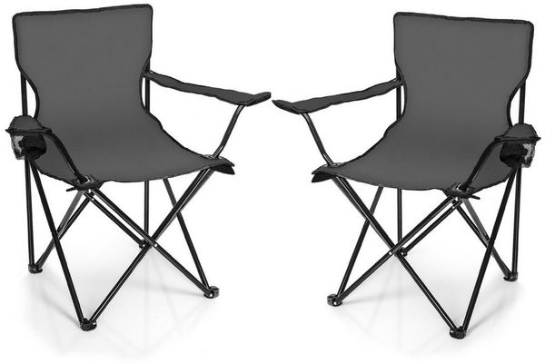 BigDean Campingstuhl 2x Faltstuhl DUNKELGRAU Campingstuhl (Packung, 2 St), Klappbar, Belastbar 120kg, Leichtgewichtig, Breite Standfüße