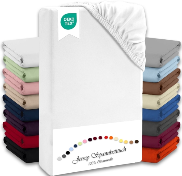 Jersey Spannbettlaken 140-160x200 100% Baumwolle weich bügelfrei komfort Weiss