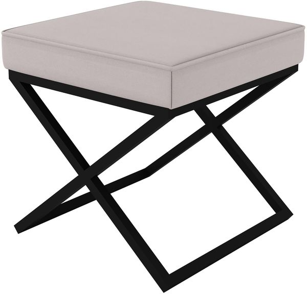 AX LIVING 1 Stk. Polster Hocker Pitinio 45 cm Beige schwarzes Gestell