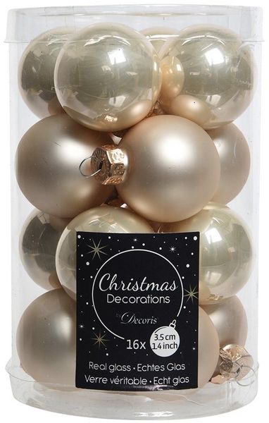 Kaemingk Weihnachtsbaumkugel, Weihnachtskugeln Glas 3,5cm 16 Stück - Perle