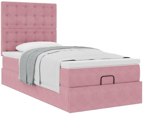 vidaXL Ottoman-Bett mit Matratzen Rosa 90x190 cm Samt 3313588 Bild 5