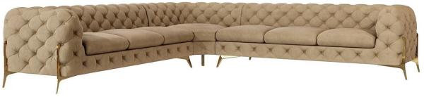 S-Style Möbel Ecksofa Chesterfield Ashley mit Goldene Metall Füßen, mit Wellenfederung